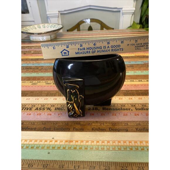 Vintage FAPCO 1930 Joan Lea Creations Shanghai Black 22K Gold Disk Asian Vase - Picture 16 of 16